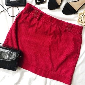 LOFT Red Corduroy Short Skirt Sz 8